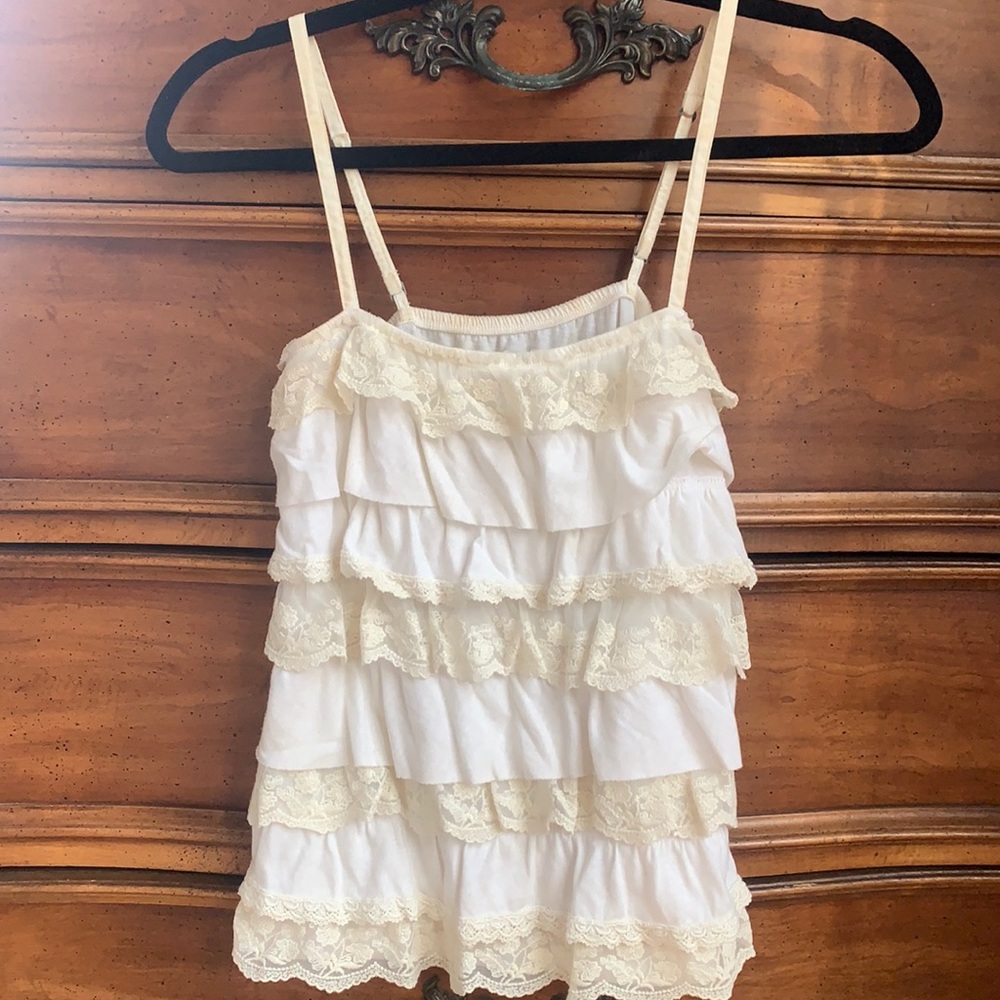 White Ruffle Tank Top